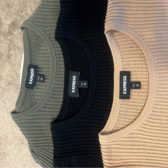 Express Tops - Express Women's Crewneck Sweaters - Olive, Black, Tan bundle